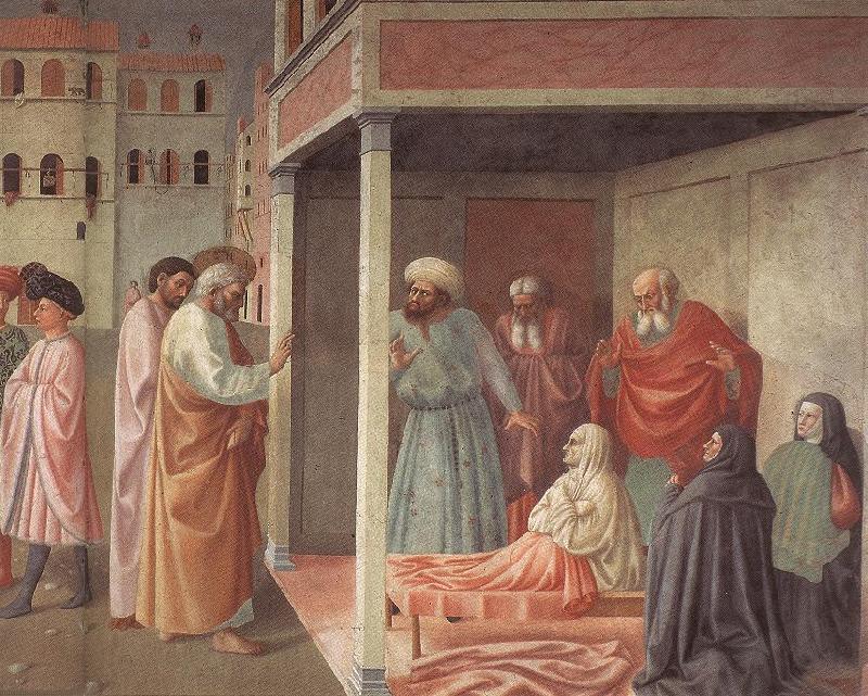 MASOLINO da Panicale Healing of the Cripple and Raising of Tabatha oil painting image